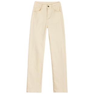 173高个子烟管裤女加长高腰大码显瘦直筒牛仔裤杏色180超长裤子潮