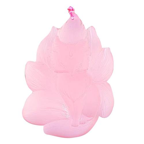 大颗天然粉水晶九尾狐吊坠粉晶狐狸项链男女饰品礼物桃花情侣配饰