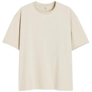 HM男装女装T恤春季重磅柔软舒适打底衫休闲情侣装短袖上衣0608945