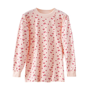 中老年纯棉秋衣薄款单件上衣100%全棉老人圆领秋冬棉毛衫妈妈保暖