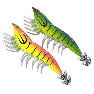 画纪软脚虾夜光木虾假饵墨鱿鱼钩荧光大尾鱿伞钩带响珠别针仿真虾