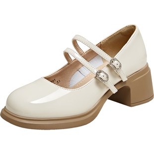 TATA他她女鞋冬季甜美百搭玛丽珍鞋百搭小皮鞋圆头单鞋子WGB01BQ4