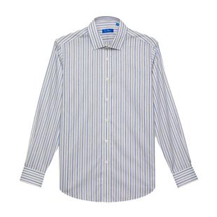 【鲁泰纺织纯棉免烫衬衫】轻商务男士长袖免烫纯棉宽条纹休闲衬衫