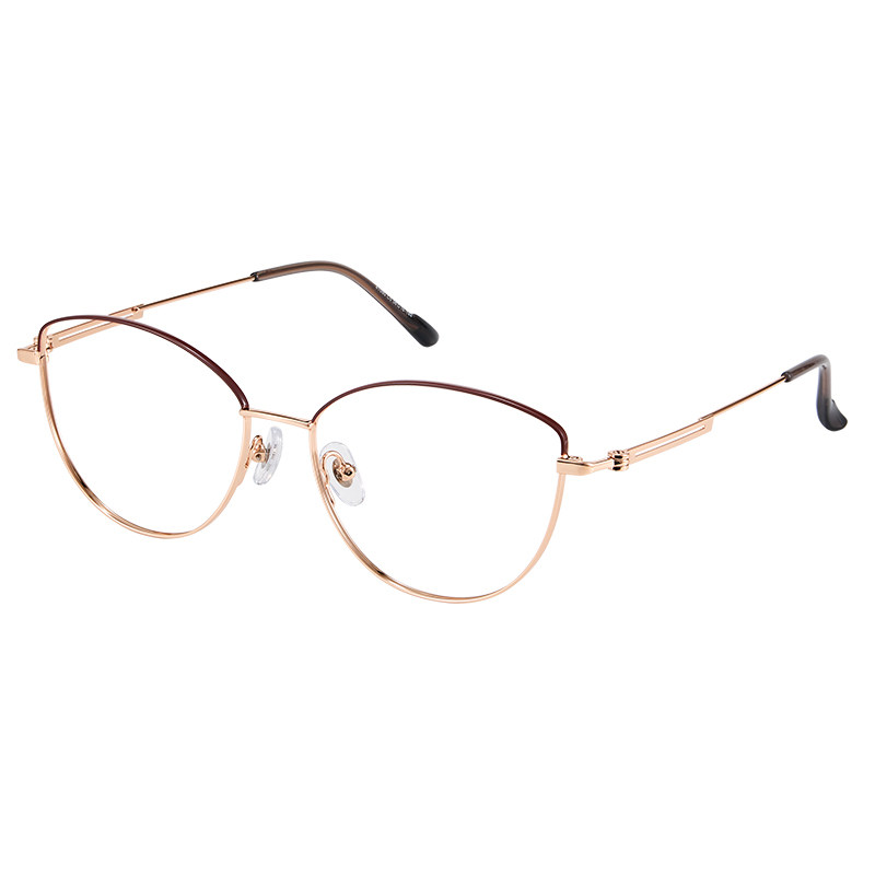 超轻金属猫眼细框眼镜女近视可配度数防蓝光护眼镜架方圆脸显脸小
