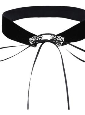 女蝴蝶结锁骨链简约个性系带甜酷