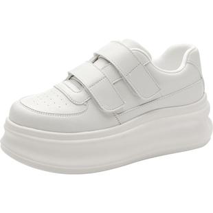 大东小白鞋女鞋2026春季新款时尚休闲魔术贴平底高跟圆头Q0709