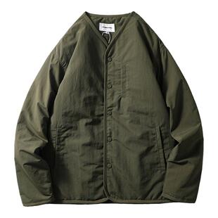 日系复古叠穿无领棉服男款冬季夹克棉袄外贸牛货短款防水棉衣外套