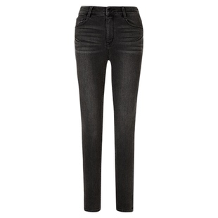 朗姿复古设计感牛仔裤修身高腰气质直筒小脚裤2025年冬季新款