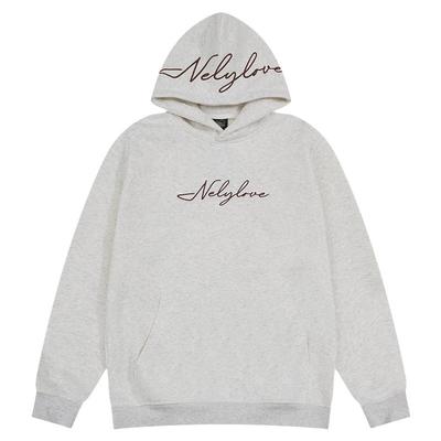 NELY小尼力美式高街字母刺绣连帽卫衣男女秋冬季oversize加绒外套