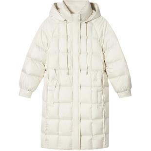 SALT.P可颜高克重白鸭绒高密盐缩直充连帽长款羽绒服2024冬