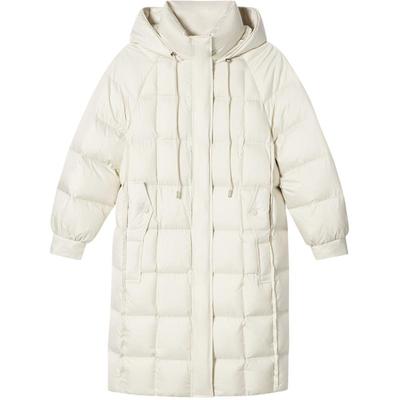 SALT.P可颜高克重白鸭绒高密盐缩直充连帽长款羽绒服2024冬