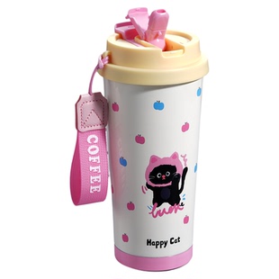 保温杯女车载不锈钢2025新款吸管水杯咖啡随行杯子儿童学生初中