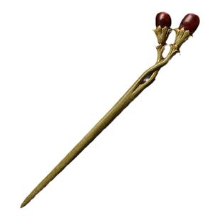 古风手工发簪宫廷复古绿檀木簪中国风古典盘发簪子女头饰礼品送人