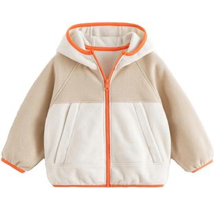 【商场同款】马克珍妮男女童拼色加厚摇粒绒外套秋冬新款241131