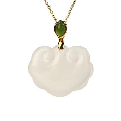 宫里上新天然玉髓项链玉石平安锁