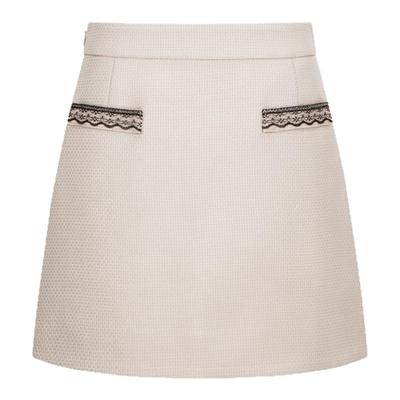 LULUALWAYS我爱露露25秋季新款优雅气质蕾丝短裙简约百搭半身裙女