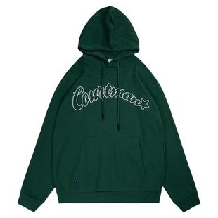 COURTMAN野球帝 星标logo连帽卫衣加绒宽松运动休闲男女保暖上衣