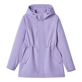 TECTOP探拓户外秋冬季中长款软壳衣女式加绒防风保暖收腰连帽外套