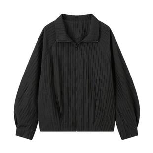 流石男装黑色山本风休闲夹克2026年春季新款男士设计感立领外套潮