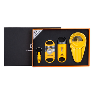 hannicook雪茄剪钳套装锋利刀刃V型剪雪茄钻打孔器四合一专用工具