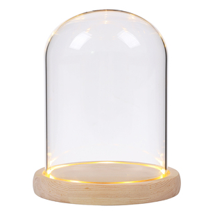 发光玻璃罩透明展示盒人偶圣诞树积木手模桌面摆件手办带灯防尘罩