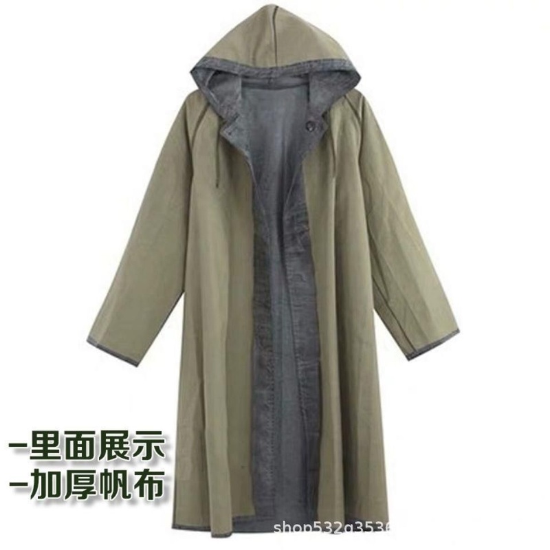 加厚87式橡胶帆布防汛连体款长抗洪暴雨应急批发工厂雨衣防直供