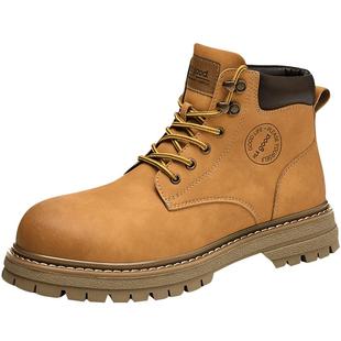 海澜之家马丁靴女款秋冬季加绒棉鞋情侣大黄靴登山户外工装沙漠靴