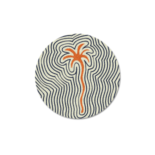 TRIPPY原创设计 手绘涂鸦水波纹线条 椰子树 加厚仿羊绒圆形地毯