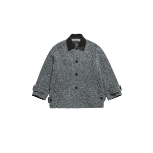 IIIVIVINIKO2025冬新款复古时髦皮领夹克羊毛呢大衣女M549025147D