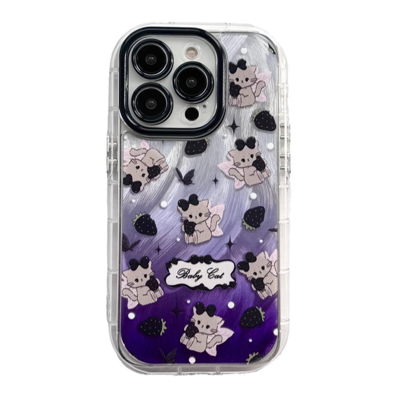 晕染羽纱波点猫咪适用iphone16pro苹果15手机壳11可爱12pro小众13promax全包防摔硅胶保护套14韩国卡通高级感