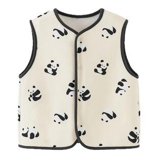 迷你巴拉儿童保暖背心男女童宝宝柔软亲肤内里抓绒印花家居马甲