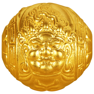 3D硬金黄财神金珠转运珠隔珠顶珠足金999文玩手串珠子DIY配饰男女