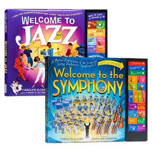 音乐发声书2册 英文原版绘本 Welcome to Jazz/Symphony 爵士乐团音乐发声书/交响乐团发声书 艺术启蒙乐器认知发音书英语亲子共读