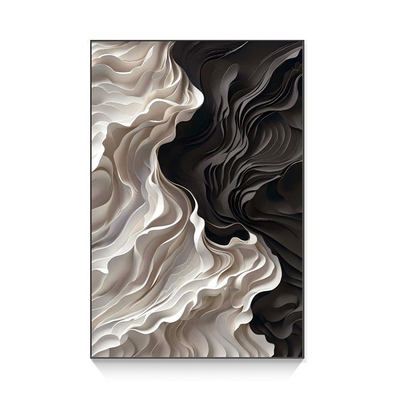 黑白灰客厅装饰画抽象艺术挂画