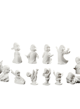 白瓷采砂陶和尚茶宠功夫小子摆件