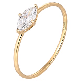 尤金喜 18K金培育钻石戒指马眼钻石素圈指环实验室河南人造钻百搭