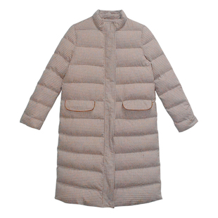 纻衣文艺格子羽绒棉衣女中长款2025冬季新款棉袄防寒棉服立领外套