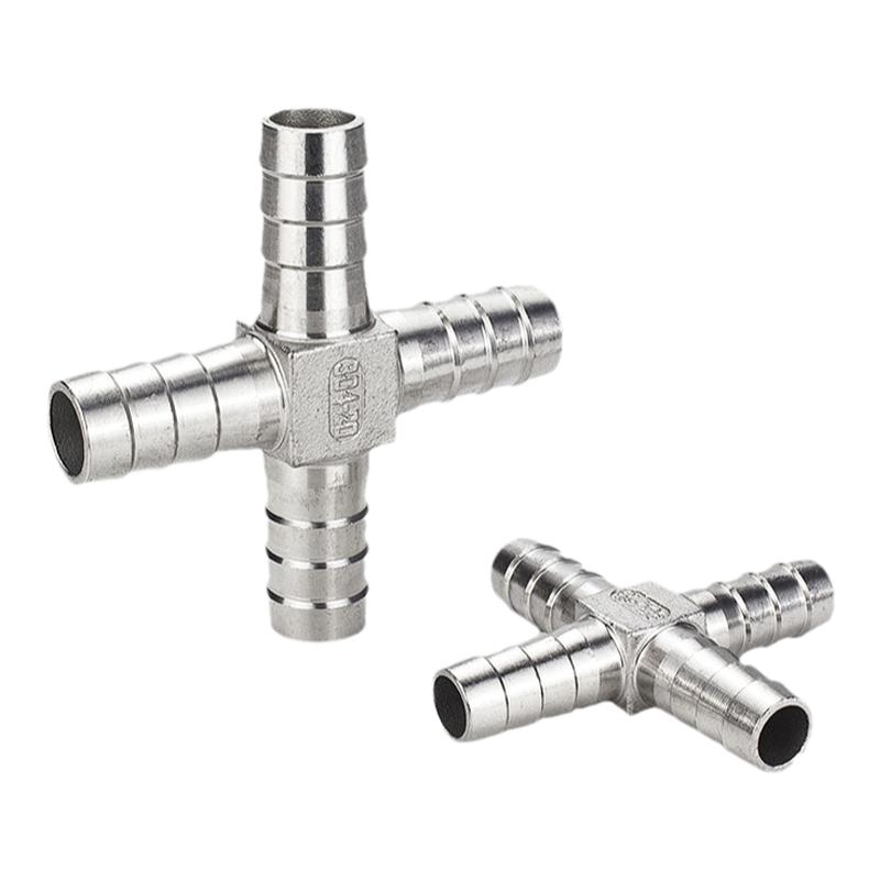 304不锈钢十字宝塔接头十字四通四通皮接皮管软管格林头快插配件