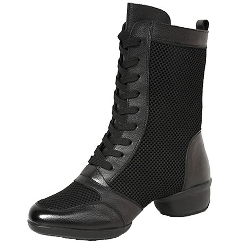 意中飞春夏季真皮舞蹈鞋女广场舞鞋现代跳舞鞋软底网面水兵舞蹈靴