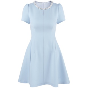 韩语琳 法式浅蓝色连衣裙女2025设计感气质高级感收腰裙子