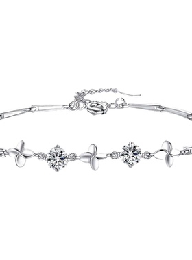 银饰品四叶草银手链女时尚日韩版