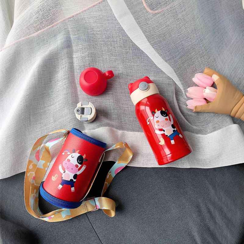 新款316不锈钢保温杯熊头高卡通吸管动物杯保温水杯儿童值颜可爱