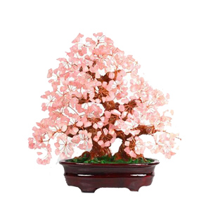 厂家直销 天然粉水晶招财树发财树摇钱树大号 家居客厅办公室摆件