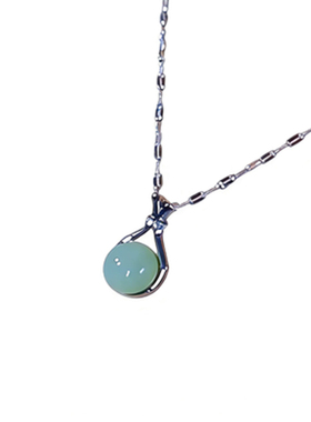 新中式绿色小福袋吊坠项链百搭