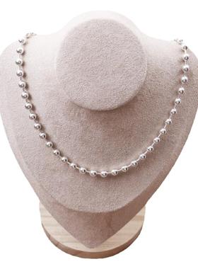 古罗珠宝银圆珠项链女士重工