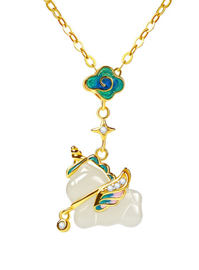 宫里上新祥云小飞马和田玉项链