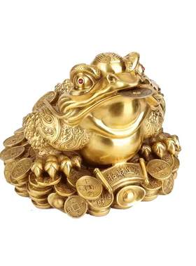 铜金蟾摆件黄铜三足蟾蜍三脚金蝉