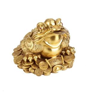 铜金蟾摆件三足蟾蜍三脚金蝉办公室客厅装饰品乔迁新居开业礼物