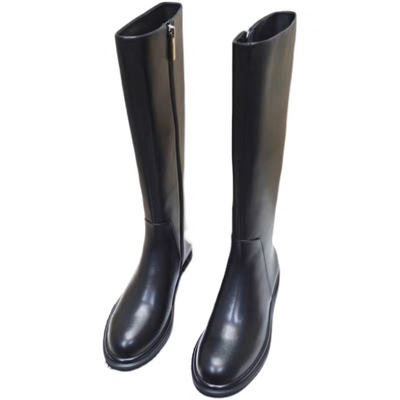 头层牛皮长靴女不过膝盖平底靴子