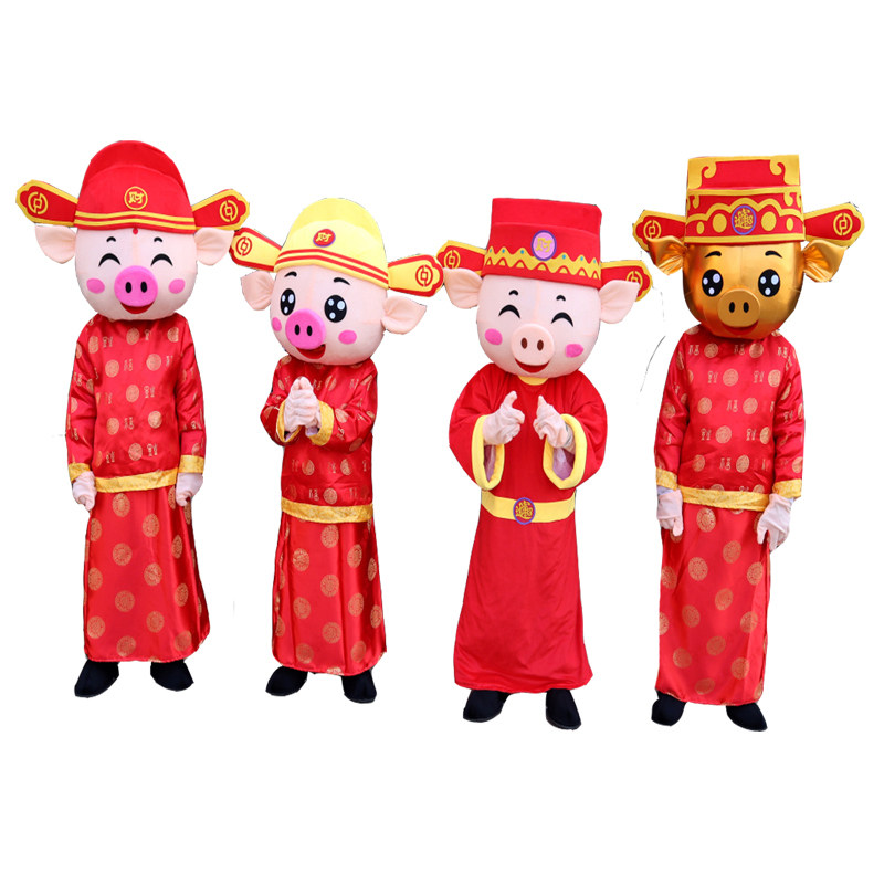 小猪猪卡通人偶服装新年玩偶吉祥物表演服装喜庆红色道具行走衣服